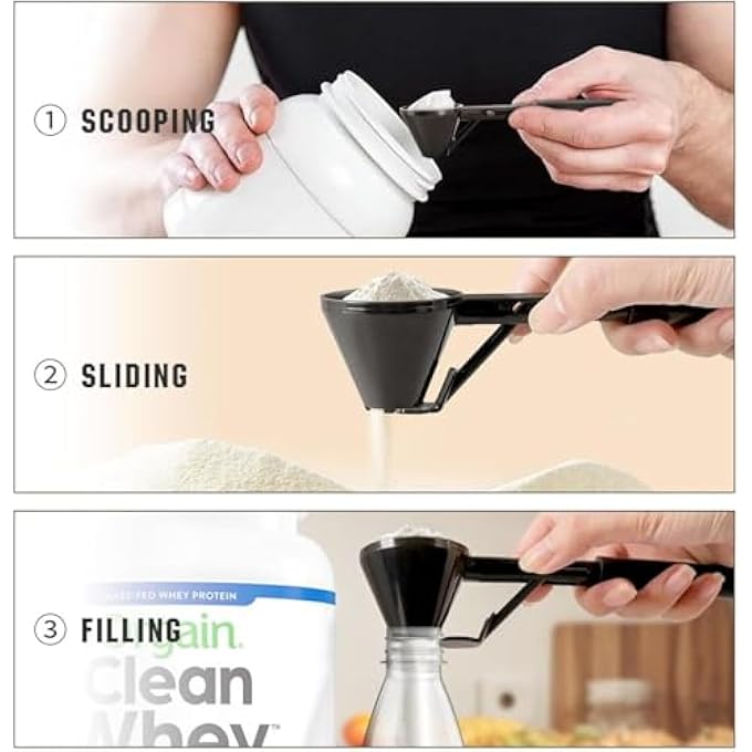 ريحني قياس الملعقة مع القمع لملء زجاجات الماء بمسحوق البروتين، وملء كبسولة القهوة القابلة لإعادة التركيب من كوب K ببقايا القهوة - Image 3