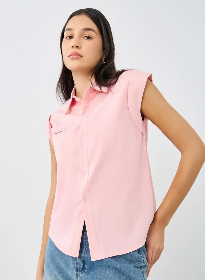 Styli Styli Women Pink Plain Collared Shirt