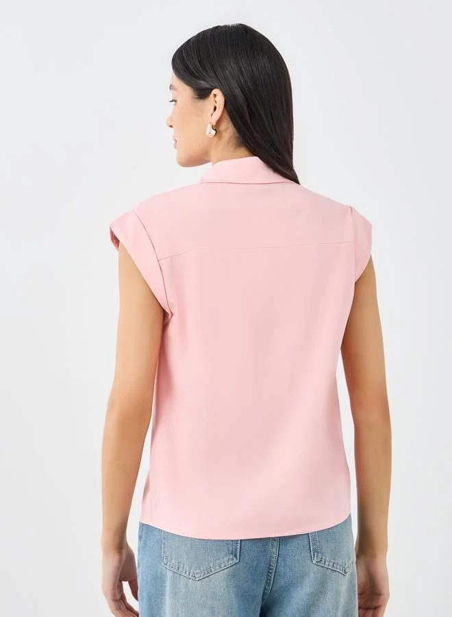 Styli Styli Women Pink Plain Collared Shirt