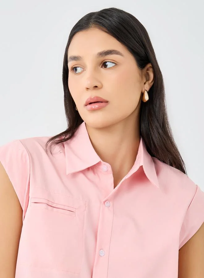 Styli Styli Women Pink Plain Collared Shirt
