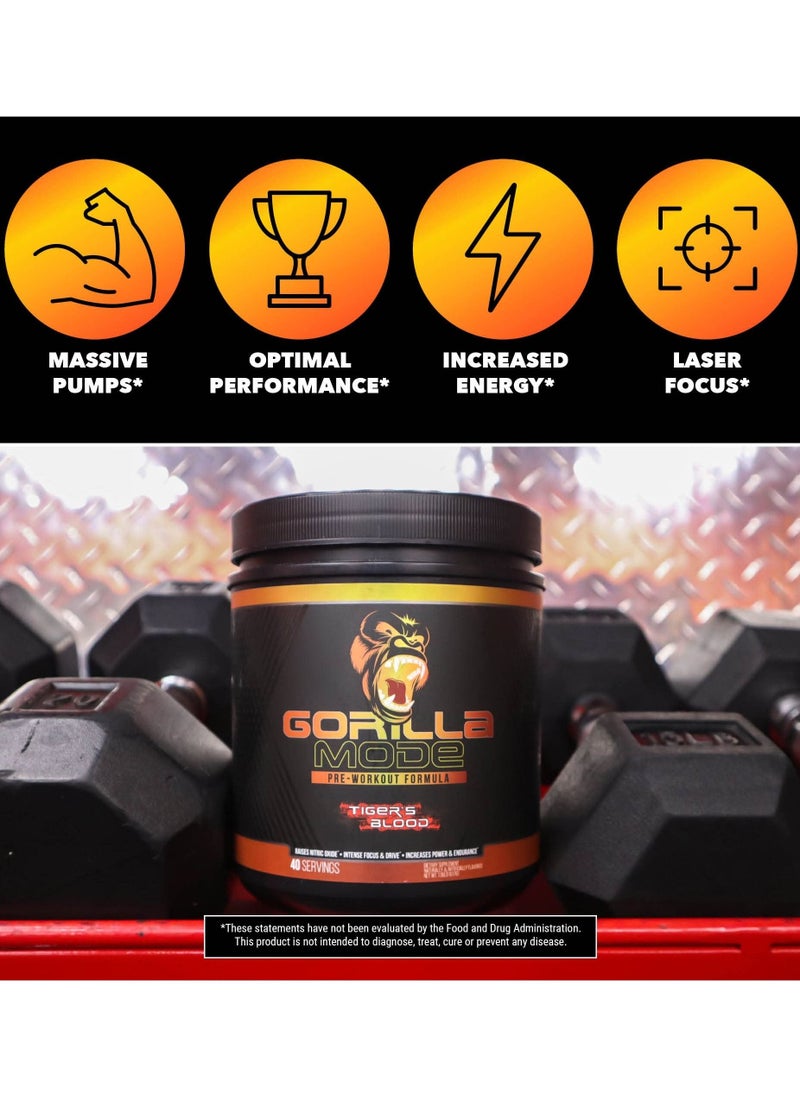 Gorilla Mode Pre workout Nitric Oxide Watermelon 40 Servings 800g