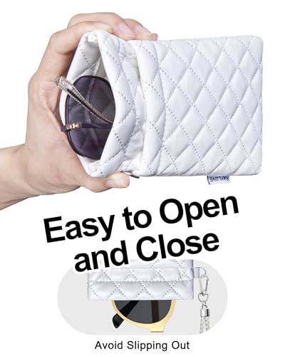 RayLove Double Eyeglass Case Glasses Case Soft with Carrying Strap Leather Eyeglasses Pouch Sunglasses Case For Women Men - Image 3