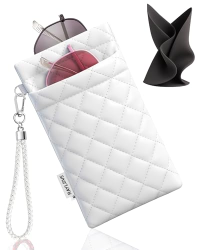 RayLove Double Eyeglass Case Glasses Case Soft with Carrying Strap Leather Eyeglasses Pouch Sunglasses Case For Women Men - Image 1