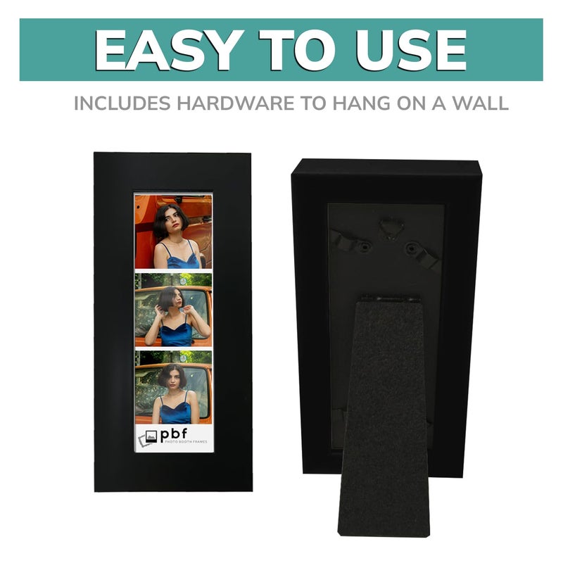 pbf PHOTO BOOTH FRAM pbf PHOTO BOOTH FRAMES 2x6 Photo Strip Frame | 2 x 6 Photo Booth Strip Frame with Stand | Picture Frame for Photo Booth Strip | Premium Designer Photobooth Frame (Black) - Image 5