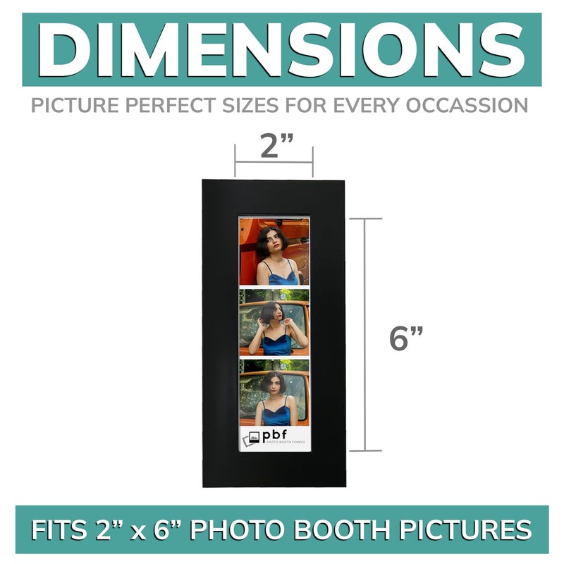 pbf PHOTO BOOTH FRAM pbf PHOTO BOOTH FRAMES 2x6 Photo Strip Frame | 2 x 6 Photo Booth Strip Frame with Stand | Picture Frame for Photo Booth Strip | Premium Designer Photobooth Frame (Black) - Image 2