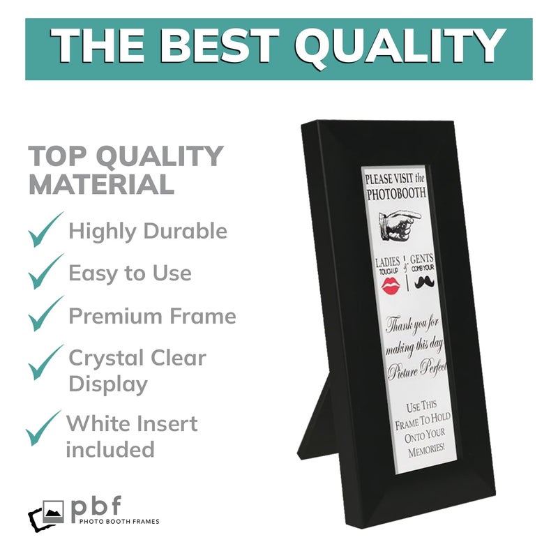 pbf PHOTO BOOTH FRAM pbf PHOTO BOOTH FRAMES 2x6 Photo Strip Frame | 2 x 6 Photo Booth Strip Frame with Stand | Picture Frame for Photo Booth Strip | Premium Designer Photobooth Frame (Black) - Image 4
