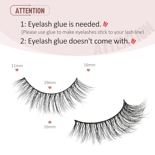 Onlyall Natural Lashes Wispy Lashes Natural Look False Eyelashes Natural Flared Eyelashes False Eye Lashes Soft Fluffy Lashes 7 Pairs D-K06, Black - Image 2