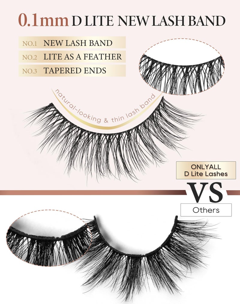 Onlyall Natural Lashes Wispy Lashes Natural Look False Eyelashes Natural Flared Eyelashes False Eye Lashes Soft Fluffy Lashes 7 Pairs D-K06, Black - Image 4