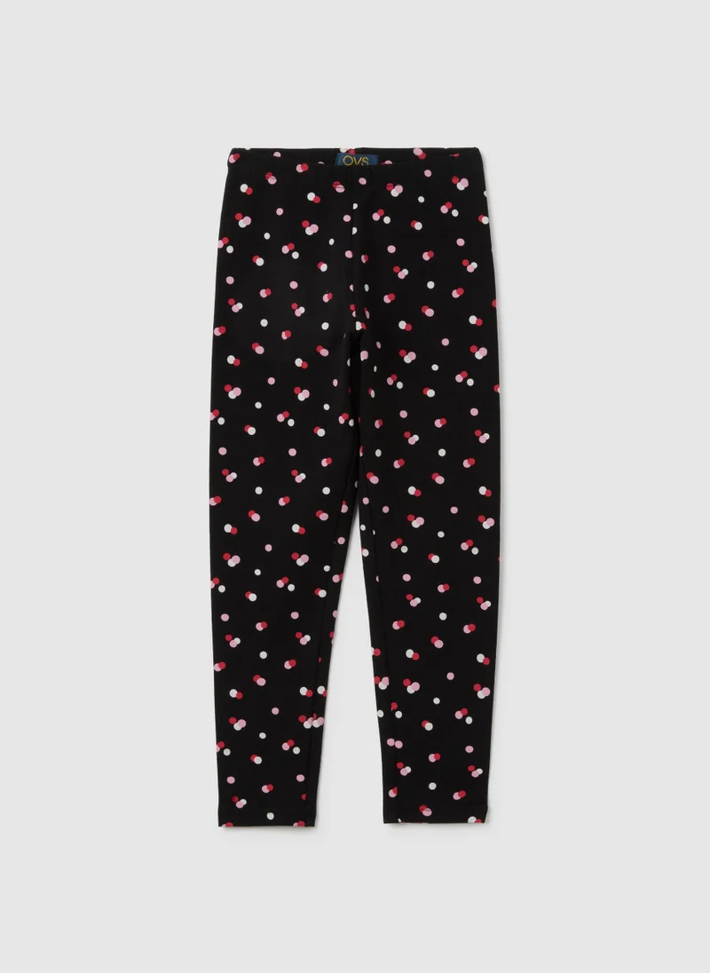 او في اس GIRLS' MULTICOLOUR SKINNY COTTON LEGGINGS