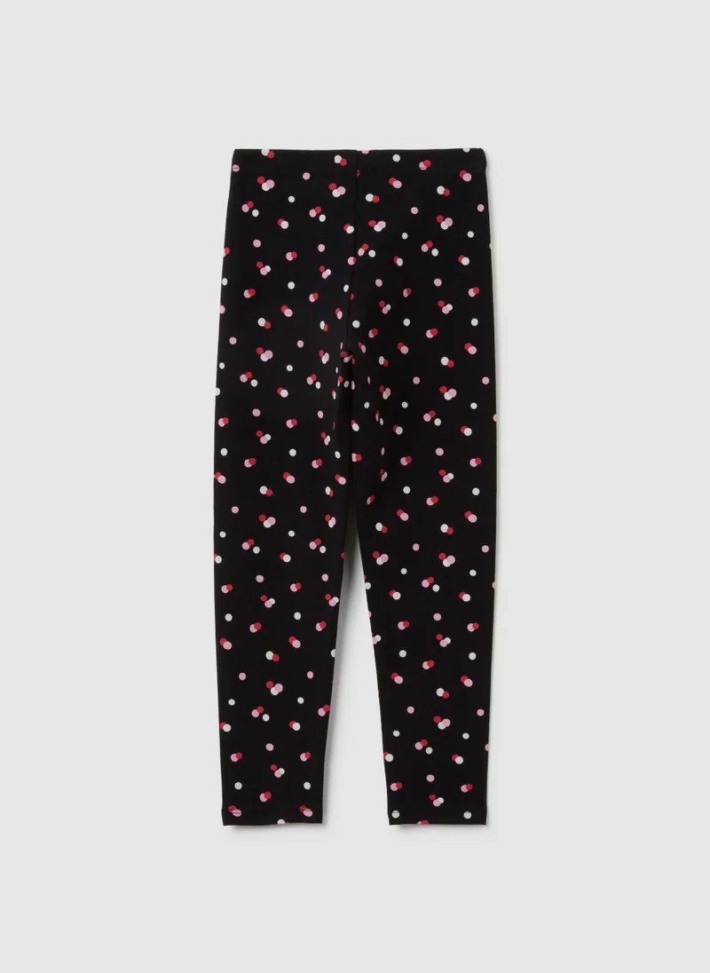 او في اس GIRLS' MULTICOLOUR SKINNY COTTON LEGGINGS