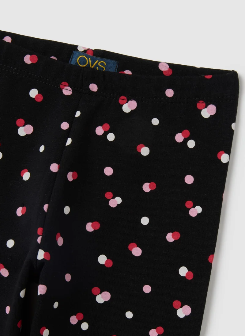 او في اس GIRLS' MULTICOLOUR SKINNY COTTON LEGGINGS