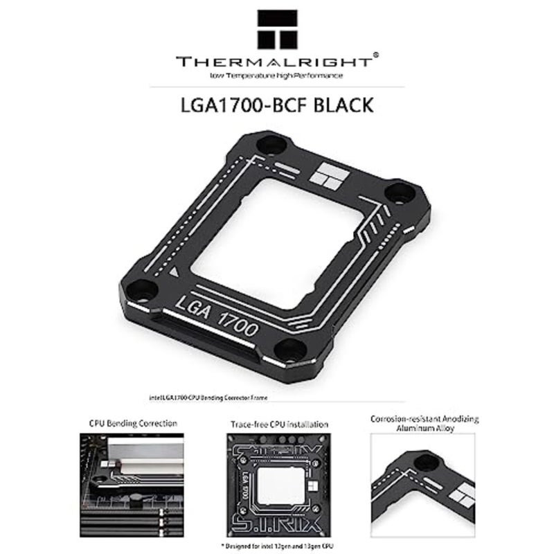 LGA1700-BCF Black 12/13 Generation Intel CPU Fixer, 5.4cm x 7cm x 6mm, Air Cooled, Desktop Compatible - Image 2