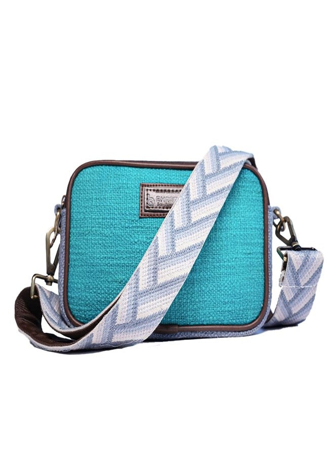 BHASTRA Aura Sling Bag - Blue | Slub Cotton,Handloom | Bag for Women - Girls Travel Crossbody Bags with Adjustable Strap - Ladies Shoulder Purse Stylish Handbag - Ideal For Gifting - Image 1