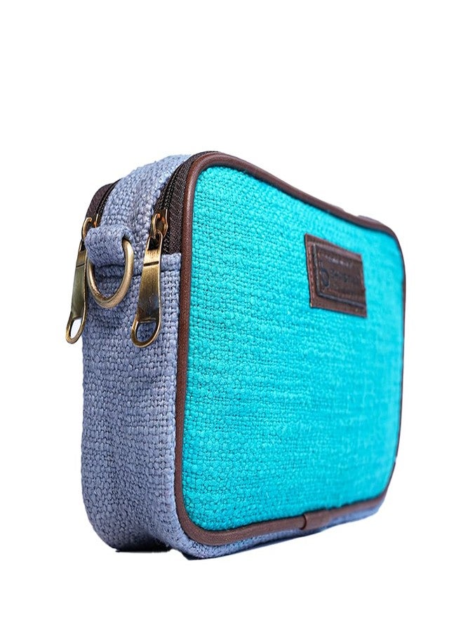 BHASTRA Aura Sling Bag - Blue | Slub Cotton,Handloom | Bag for Women - Girls Travel Crossbody Bags with Adjustable Strap - Ladies Shoulder Purse Stylish Handbag - Ideal For Gifting - Image 3