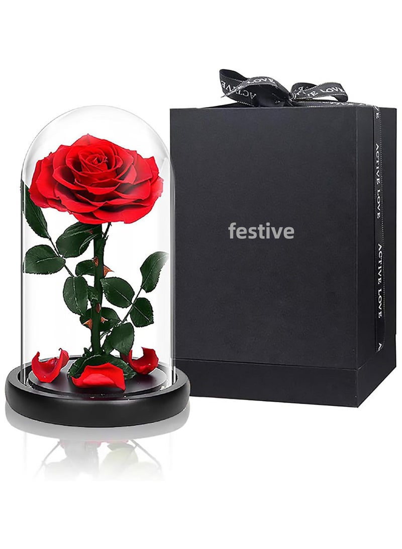 اليدوية المحفوظة روز إلى الأبد أبدا ذابلة الزهور ، هدية لحفل زفاف ، عيد ميلاد ، هدية عيد الأم ، أفضل هدية لها روز (وردة واحدة ، أحمر) - Image 1