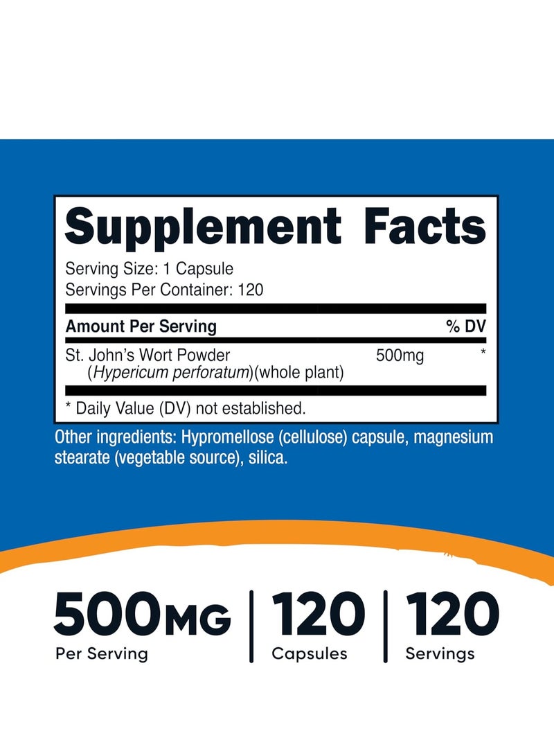 كبسولات نيوتريكوست من نبتة سانت جونز ٥٠٠ مجم، ١٢٠ كبسولة - Image 2