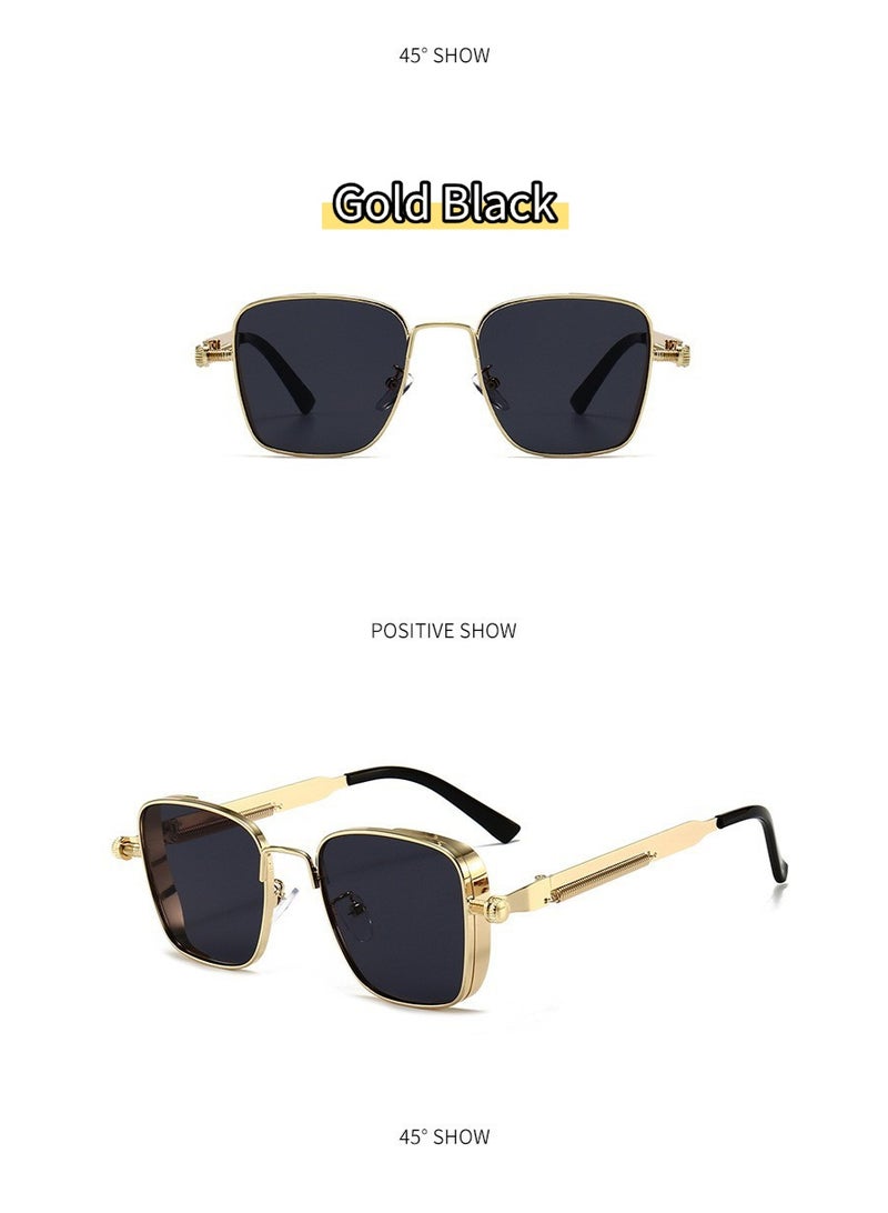 ABLE 【2025New Glasses】Unisex Polarized Metal Punk Retro Steam Sunglasses - UV400 UV Protection, High-Definition Anti-Glare, Gold Frame - Suitable for Fishing/Shopping/Driving/Travel/Parties, Fashionable Facial Accessory - Image 4