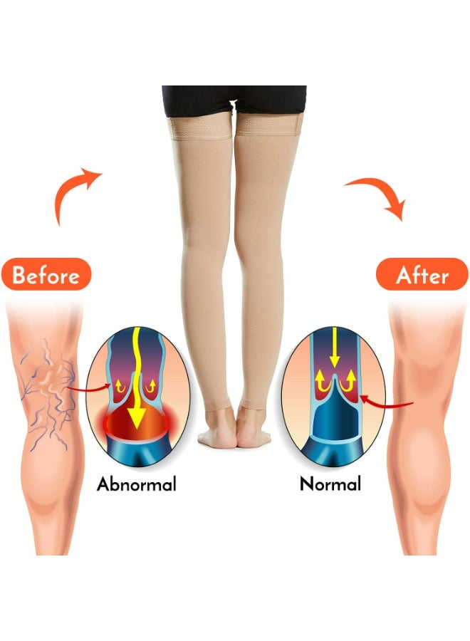 CMGTYYD 1 Pair Thigh High Compression Socks Men Women 20-30mmHg Compression Stockings Compression Sleeves for Varicose Vein Swelling XXL - Image 4