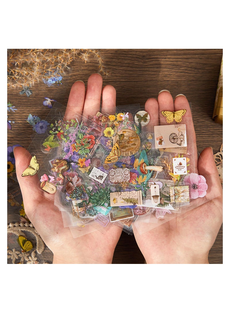 SOLARAE 100 Sheets Vintage Nature Stickers for Junk Journal Supplies, Retro Flower Butterfly Plant Mushroom Decorative Stickers for Scrapbook, DIY Crafts Album Phone Cases Laptops Notebook (Vintage Estate) - Image 5