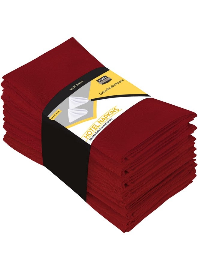 Utopia Kitchen مناديل مطبخ يوتوبيا الحمراء [12 عبوة، 18x18 بوصة] مزيج قطن ماص قابلة للغسل وإعادة الاستخدام للعشاء، المطعم، الغداء، الزفاف والفندق - Image 1