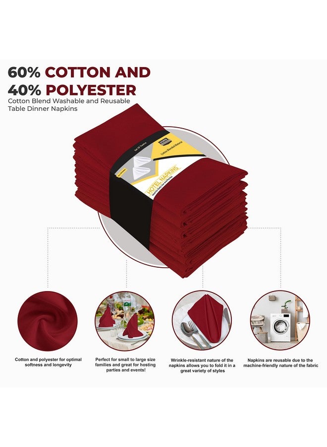 Utopia Kitchen مناديل مطبخ يوتوبيا الحمراء [12 عبوة، 18x18 بوصة] مزيج قطن ماص قابلة للغسل وإعادة الاستخدام للعشاء، المطعم، الغداء، الزفاف والفندق - Image 3