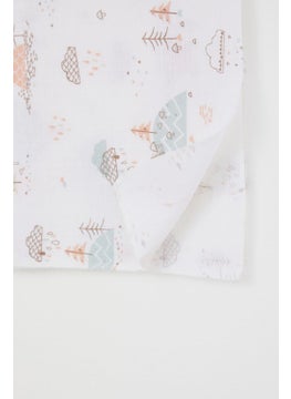 Breeze Newborn Baby Muslin Blanket Spring Themed Cloud Pattern Standard, Ecru  - Image 3