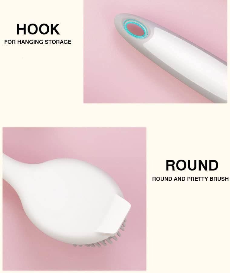 AMORBASE Dish Scrubber, Silicone Soft Bristles Scrub Brush with Scraper Tip, Comfortable Grip Brushes for Kitchen Sink, Pans, Pots, Skillet, Vegetable, Fruit, Potato Cleaning (White/Grey) - Image 4