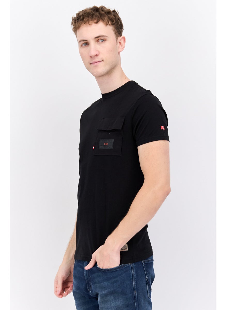 Canadian Peak - Men Crew Neck Short Sleeve Brand Logo T-Shirt, Black - Image 1