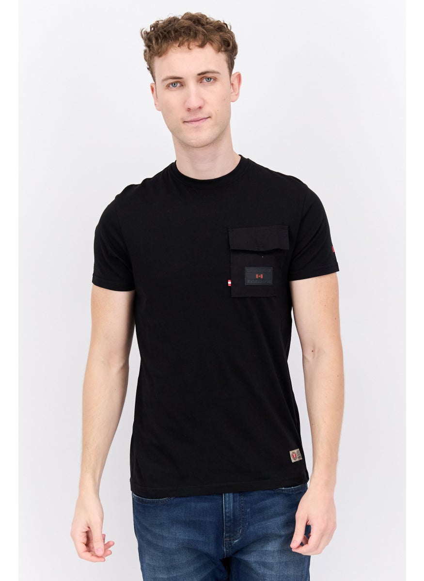 Canadian Peak - Men Crew Neck Short Sleeve Brand Logo T-Shirt, Black - Image 1