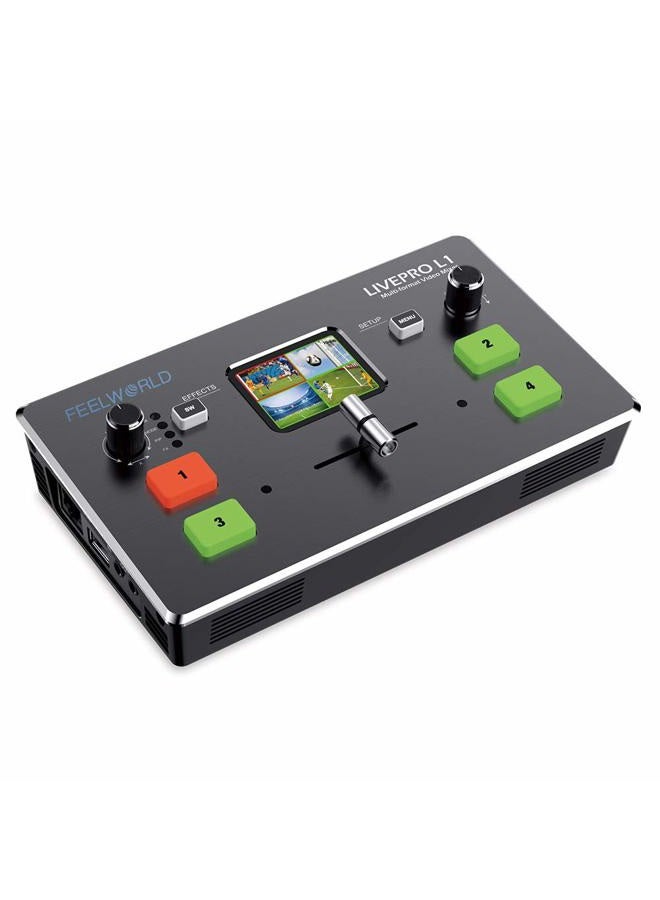 Feelworld مفتاح فيديو متعدد التنسيقات LIVEPRO L1 مع 4 مدخلات HDMI ومخرج USB 3.0 للبث المباشر في الوقت الحقيقي وإنتاج متعدد الكاميرات - Image 1