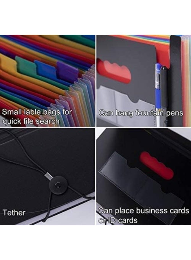 مجلد ملفات قابل للتوسيع بـ 24 جيب / منظم ملفات أكورديون مع غطاء قابل للتوسيع / صندوق ملفات محمول بحجم A4، منظم مستندات وإيصالات ملون بسعة عالية من البلاستيك - Image 4