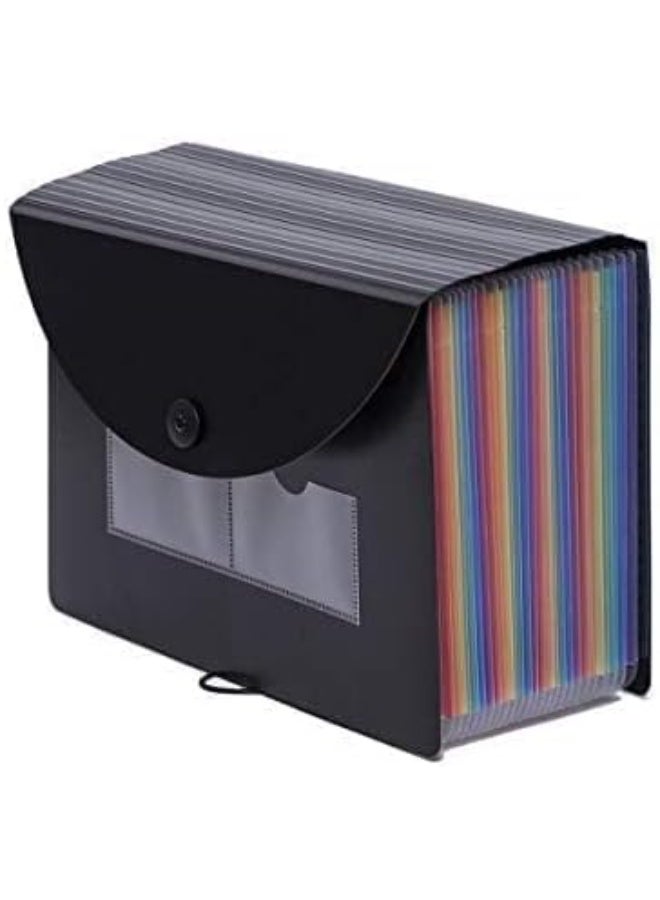 مجلد ملفات قابل للتوسيع بـ 24 جيب / منظم ملفات أكورديون مع غطاء قابل للتوسيع / صندوق ملفات محمول بحجم A4، منظم مستندات وإيصالات ملون بسعة عالية من البلاستيك - Image 2