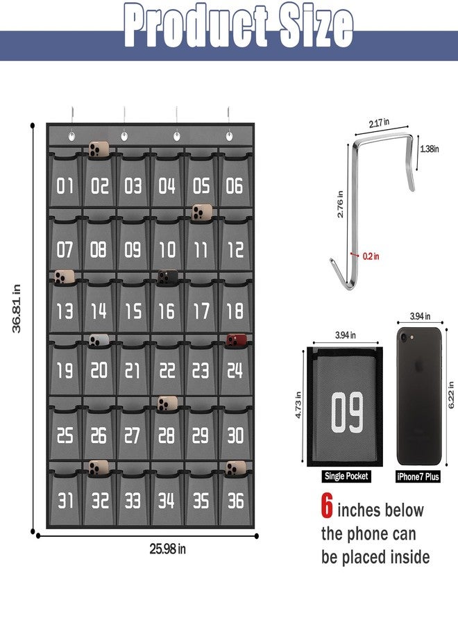 Loghot Classroom Accessories Closet Pocket Chart for Cell Phones Holder Wall Door Hanging Organizer (36 Pockets Gray) - Image 3