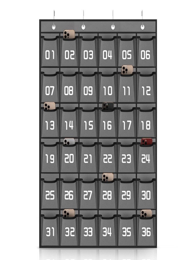 Loghot Classroom Accessories Closet Pocket Chart for Cell Phones Holder Wall Door Hanging Organizer (36 Pockets Gray) - Image 1