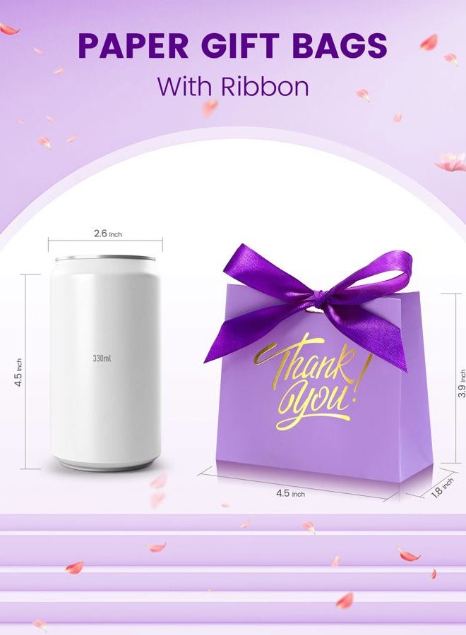 DOYIDE 30 Pack Small Thank You Gift Bags, 4.5x1.8x3.9in Party Favor Bags with Bow Ribbon, Mini Paper Gift Bag with Gold Foil Printed, Purple Treat Boxes for Birthday Wedding Bridal Baby Shower - Image 3