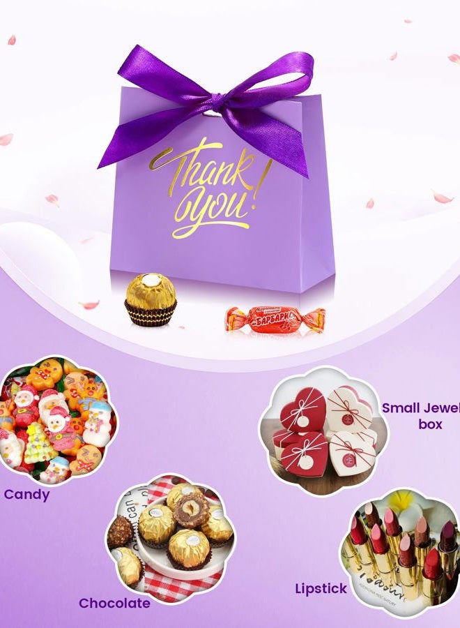 DOYIDE 30 Pack Small Thank You Gift Bags, 4.5x1.8x3.9in Party Favor Bags with Bow Ribbon, Mini Paper Gift Bag with Gold Foil Printed, Purple Treat Boxes for Birthday Wedding Bridal Baby Shower - Image 4