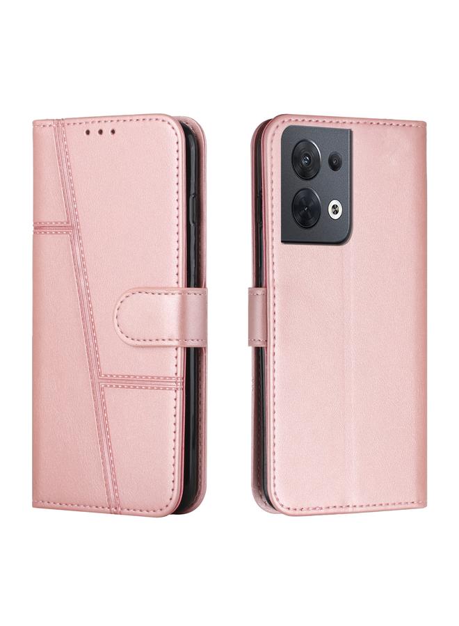 اس-توب جراب لهاتف OPPO Reno8 5G/Reno8 5G جراب هاتف من الجلد بخياطة عالمية ومشبك من جلد العجل - Image 1