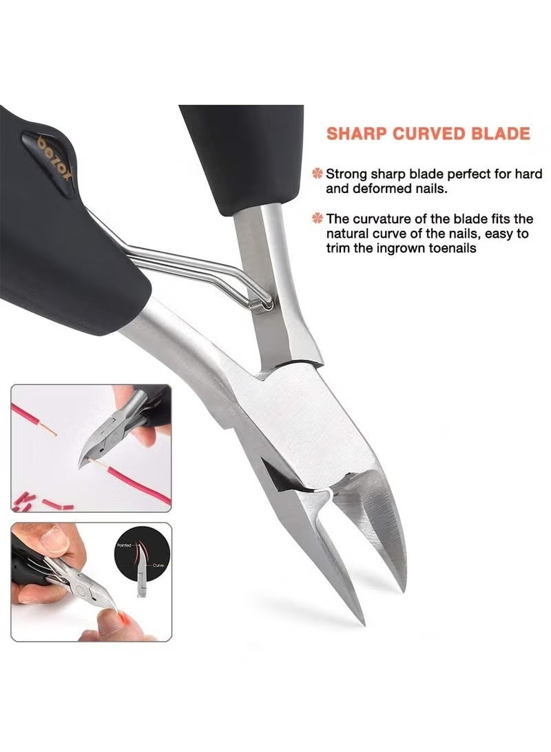 joyzzz Toenail Clippers, Nail Clippers Trimmer for Thick or Ingrown Toenails, Fingernail Clipper Stainless Steel Clippers Scissors,Super Sharp Curved Blade Grooming Tool With ABS handle - Image 2