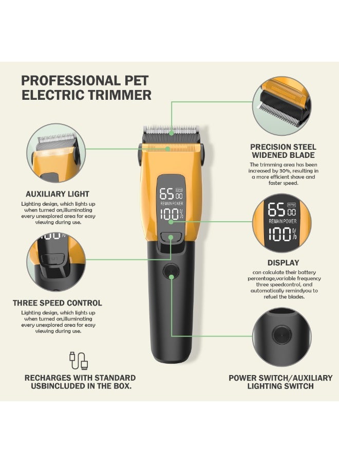 سمارتكس ماكينة قص شعر الحيوانات الأليفة، ماكينة حلاقة لاسلكية للعناية بالحيوانات للكلاب والقطط والسلالات الكبيرة، ماكينة قص شعر الحيوانات الأليفة الكهربائية القابلة لإعادة الشحن للفراء السميك والثقيل/ماكينة حلاقة لاسلكية منخفضة الضوضاء قابلة لإعادة الشحن مع 3 سرعات/شفرة من الفولاذ المقاوم للصدأ/ماكينة حلاقة مقاومة للماء للكلاب والحيوانات الأليفة - Image 4