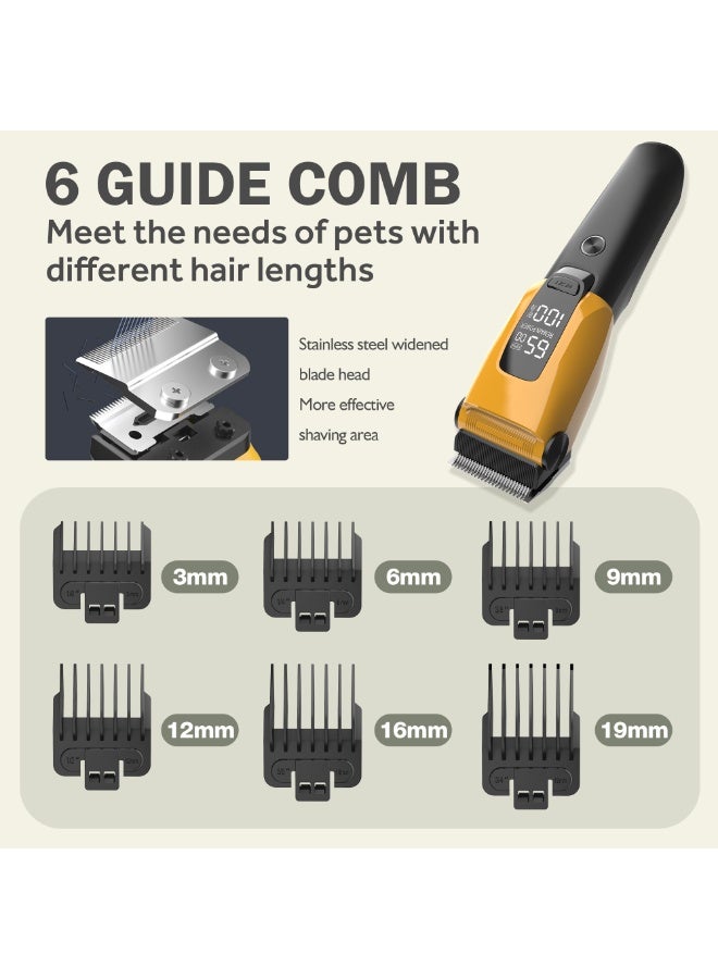 سمارتكس ماكينة قص شعر الحيوانات الأليفة، ماكينة حلاقة لاسلكية للعناية بالحيوانات للكلاب والقطط والسلالات الكبيرة، ماكينة قص شعر الحيوانات الأليفة الكهربائية القابلة لإعادة الشحن للفراء السميك والثقيل/ماكينة حلاقة لاسلكية منخفضة الضوضاء قابلة لإعادة الشحن مع 3 سرعات/شفرة من الفولاذ المقاوم للصدأ/ماكينة حلاقة مقاومة للماء للكلاب والحيوانات الأليفة - Image 2