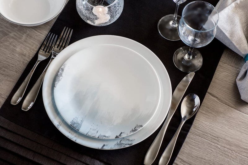 Corelle Tranquil Reflection Chip & Break resistant 12Pc Dinner Set, Service For 4, Blue, Grey - Image 2