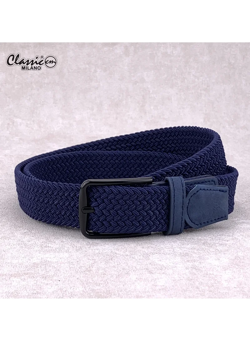 Classic Milano Braided Cotton Elastic Stretch Belt for Men & Women, Woven Canvas Web Belt with Gift Box, Adjustable Men's Belt | Full Length: 110CM (Free Size - Fits up to the waist of 40 Inches / 100 CM)