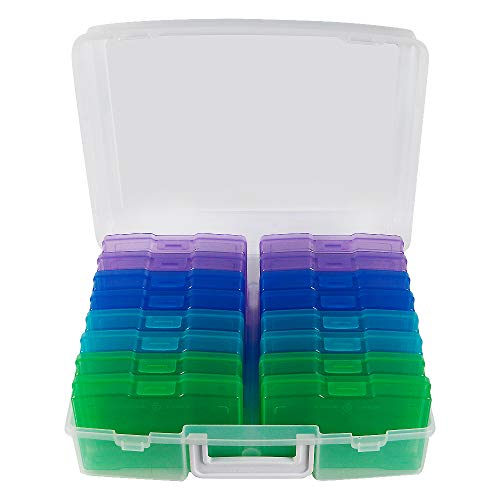 novelinks 4" x 6" Transparent Photo Storage Box – 16 Inner Photo Organizer Cases, Holds 1600 Photos, Picture Keeper Storage Containers for Photos, Cards, Stickers – Cool Color Collection - Image 3