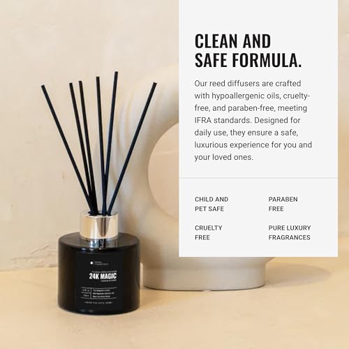 AROMA360 Black Velvet Reed Diffuser Set, Luxury Hotel Inspired Home Diffuser with Hints of Zesty Citrus, Juicy Black Fig, and Floral Rose, Lasting 4 Month Longevity, 100mL - Image 5