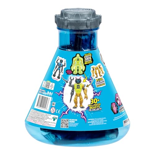 MRBEAST LAB Hybrids Multi Pack, Reveal Different Hybrid Parts to Create 2 Mix & Match Action Figures, Plus Parts of The Golden Panther Dragon, Fuse Beast Combinations, Lab-Bot vs GID Skeleton - Image 4