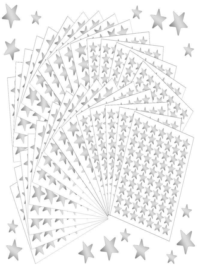 Quilax 30 Sheets 3 Size Silver Star Stickers, Glitter Self-Adhesive Silver Stickers for Handicrafts Christmas Decoration, Classroom Teacher Supplies, Glitter Stars Sticker as Reward Labels - Image 1
