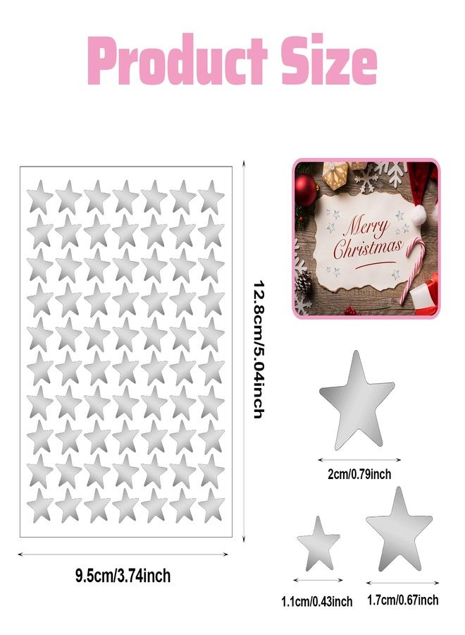 Quilax 30 Sheets 3 Size Silver Star Stickers, Glitter Self-Adhesive Silver Stickers for Handicrafts Christmas Decoration, Classroom Teacher Supplies, Glitter Stars Sticker as Reward Labels - Image 2