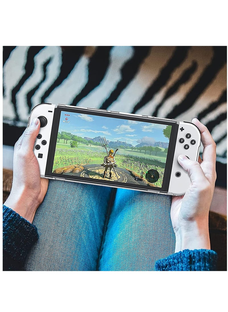KASTWAVE Protective Case for Switch OLED Model with Game Card Storage, Hard Plastic PC Cover for Nintendo Switch OLED Model Joycon Controller, Shockproof Protector with NS OLED Model (Transparent) - Image 5