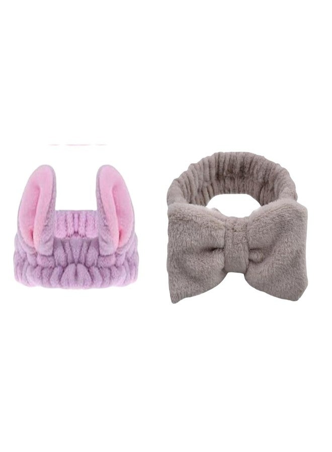SINGTHITA Spa Headband, Soft Bow and Bunny Ear Style, for Makeup and Face Washing, 2 Pack - Image 1