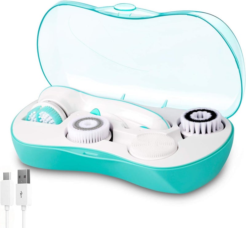 Cnaier Rechargeable Facial Cleansing Spin Brush Set with 4 Exfoliation Brush Heads - Waterproof Face Spa System by - Face Brushes for Cleansing and Exfoliating - Image 1